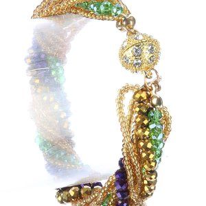 Mardi Gras Crystal Twist Bead Magnet Ball Bracelet